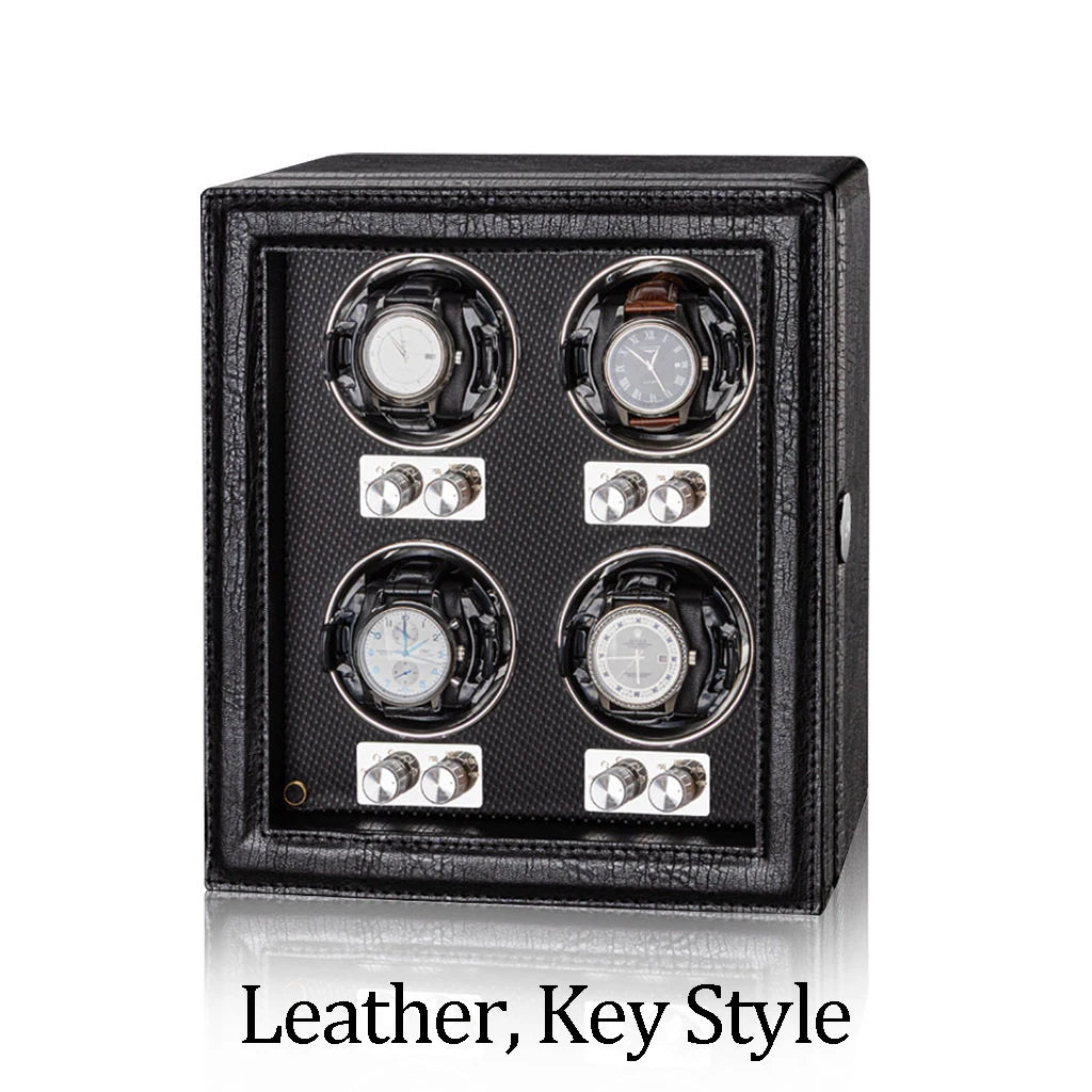 Remontoir Barillet 4 montres, similicuir noir