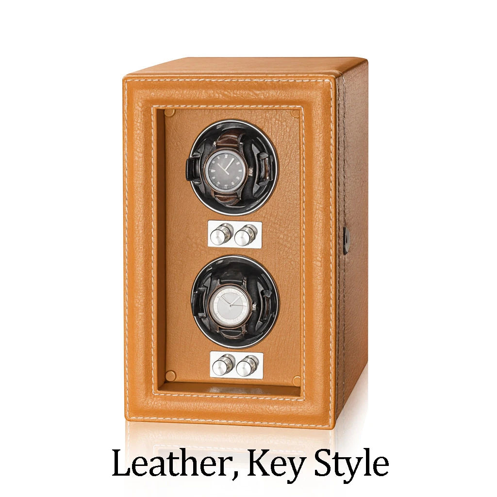 Remontoir Barillet 2 montres, similicuir cognac