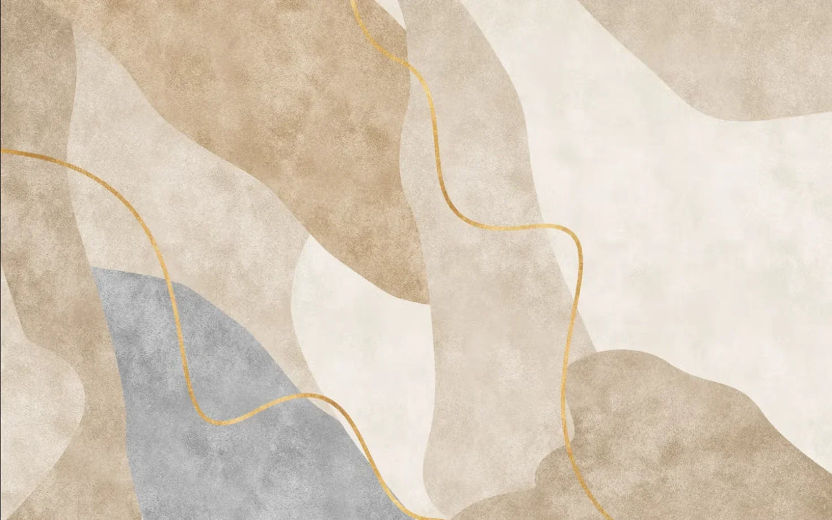 Papier peint panoramique Courbes beige et terracotta : vue à plat du motif, formes courbes abstraites beige, sable et terracotta clair