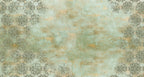 Papier peint effet chaux patinée vert sauge : vue à plat du motif, effet chaux patinée vert sauge, ramages effacés