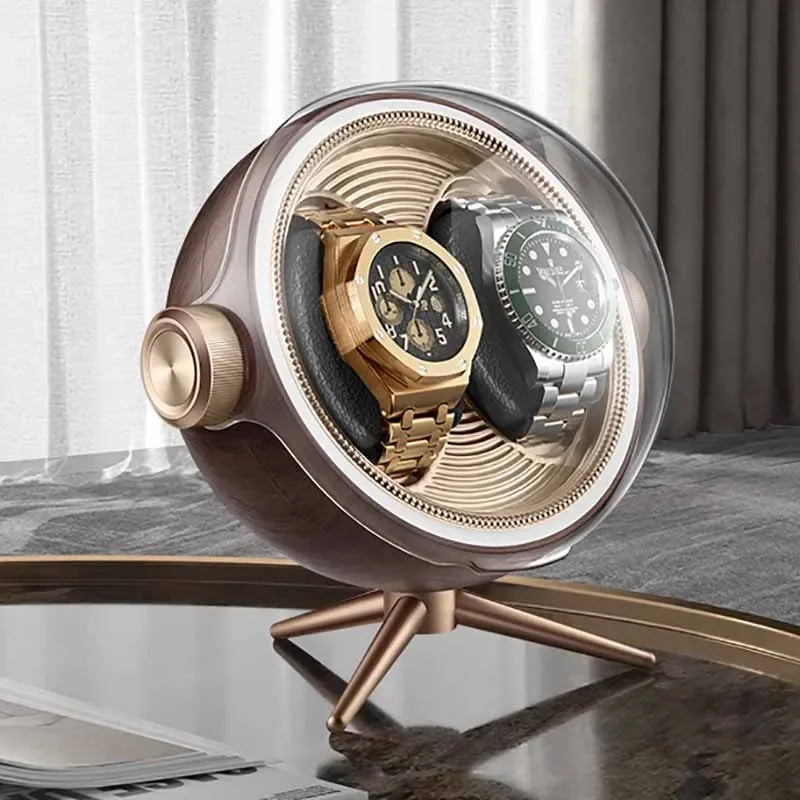 Remontoir Lunette deux montres, finition façon bois