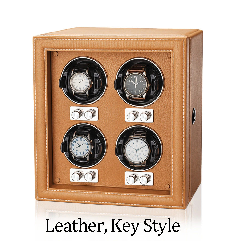 Remontoir Barillet 4 montres, similicuir cognac