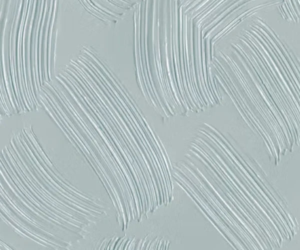 Papier peint effet plâtre peigné vert d'eau : détail de la matière, stries du plâtre peigné vert d'eau