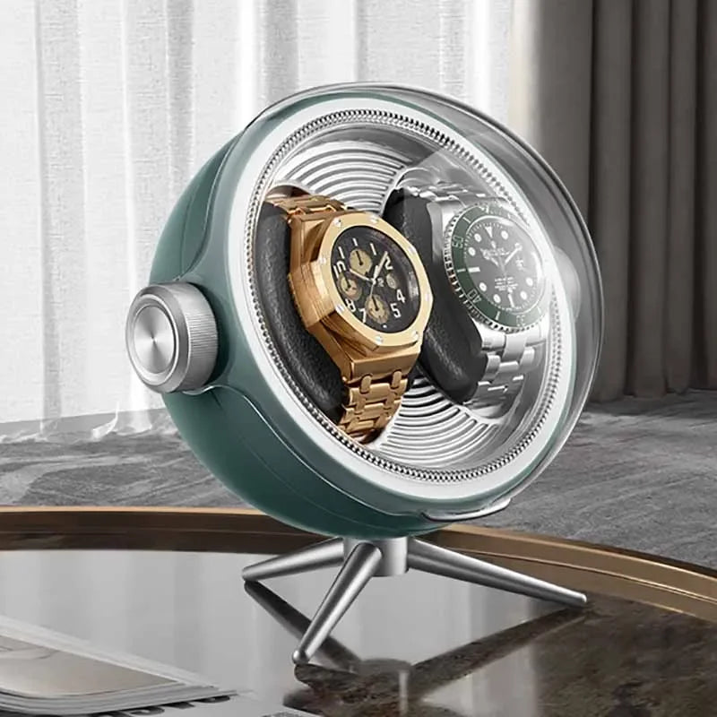 Remontoir Lunette deux montres, finition verte