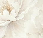 Papier peint panoramique Pivoines ivoire : détail du motif, cœur doré d'une pivoine ivoire
