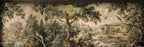 Papier peint panoramique Verdure au faisan, tapisserie ancienne : vue du motif, grands arbres, faisan sur une branche et campagne lointaine