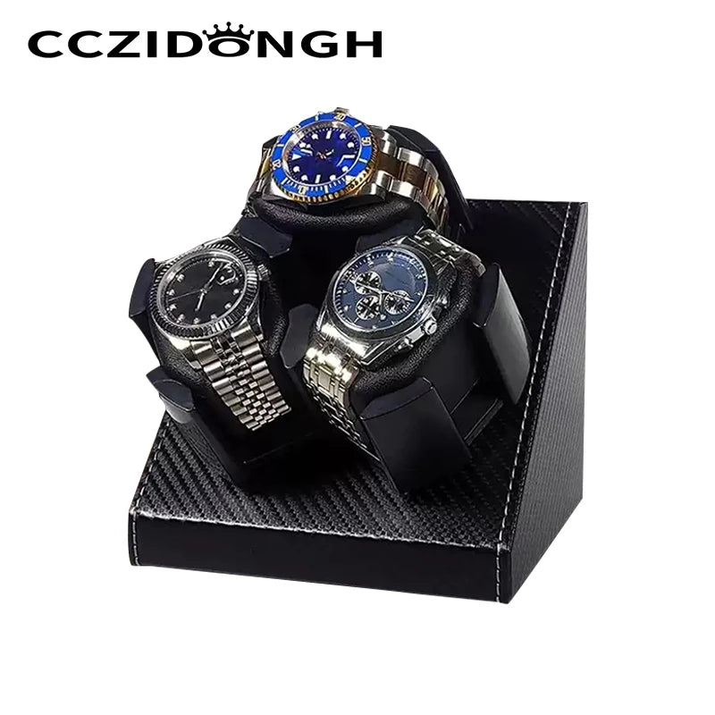 Remontoir Cliquet 3 montres, similicuir noir