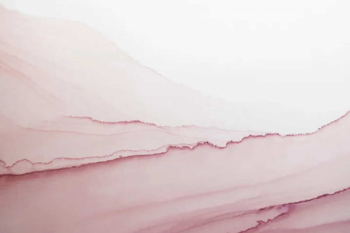 Papier peint effet dégradé rose poudré : vue à plat du motif, dégradé horizontal blanc et rose poudré, façon aquarelle