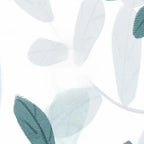 Papier peint panoramique Feuillages aquarelle bleu canard : détail du motif, feuilles transparentes à l'aquarelle