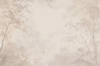 Papier peint effet feuillages estompés rose lin : vue à plat, branches et feuillages à peine esquissés en rose lin sur fond crème