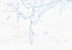 Papier peint panoramique Toile safari bleu ciel : détail du motif, lianes et papillons