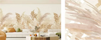 Papier peint panoramique Pampas et roseaux sable : herbes de la pampa et roseaux beige et sable sur fond crème, posé dans un salon