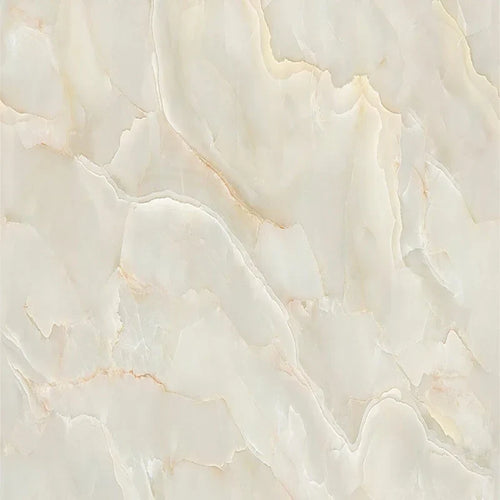 Papier peint effet marbre ivoire : vue à plat du motif, effet marbre crème à veines beige