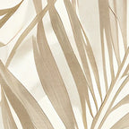 Papier peint panoramique Palmes grège peintes : détail du motif, palmes beige grège et taupe sur fond crème