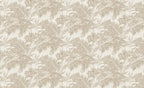 Papier peint effet palmes ton sur ton lin : vue de la matière, palmes beige lin sur fond clair façon toile tissée