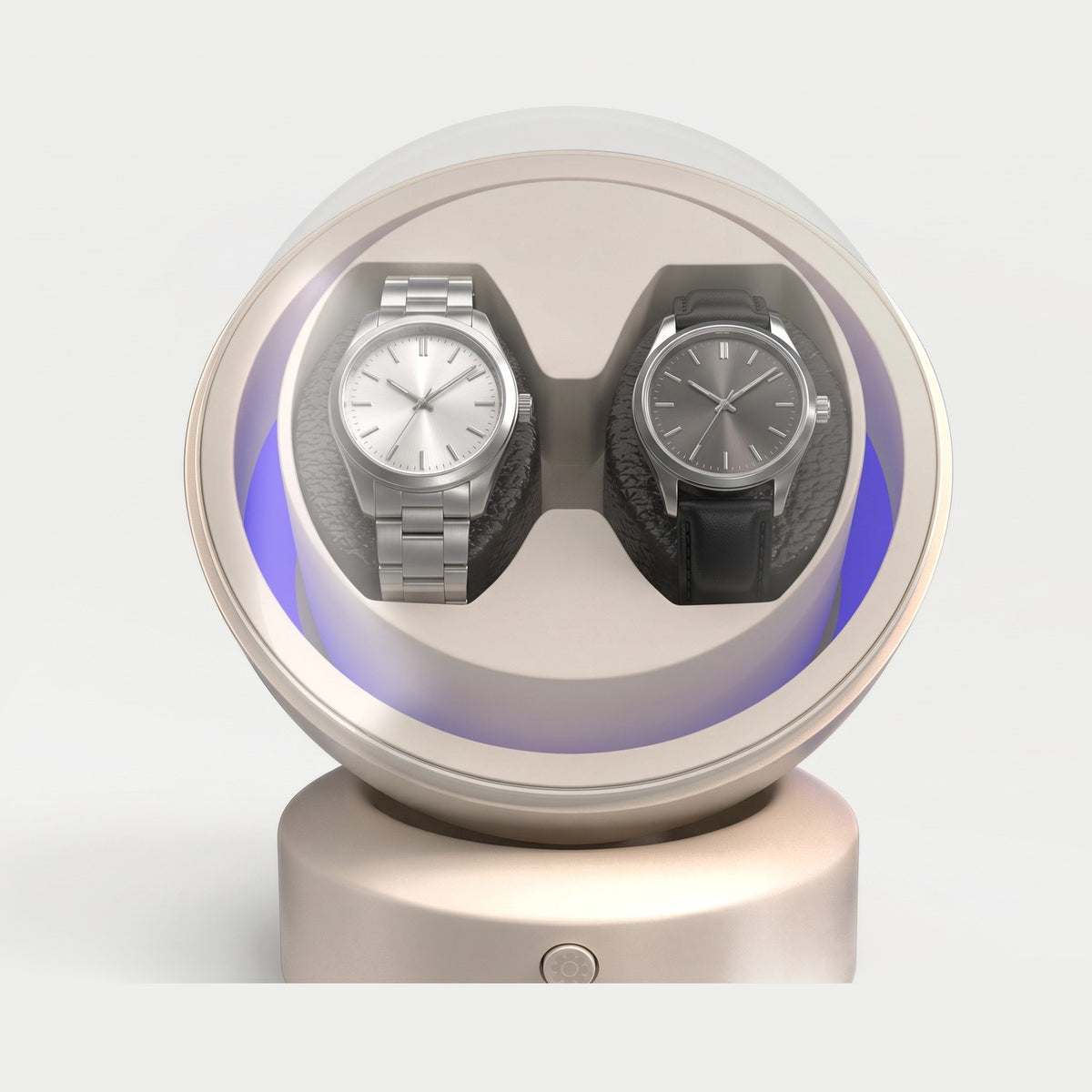 Remontoir Cabochon 2 montres, blanc, deux montres sur leurs coussins
