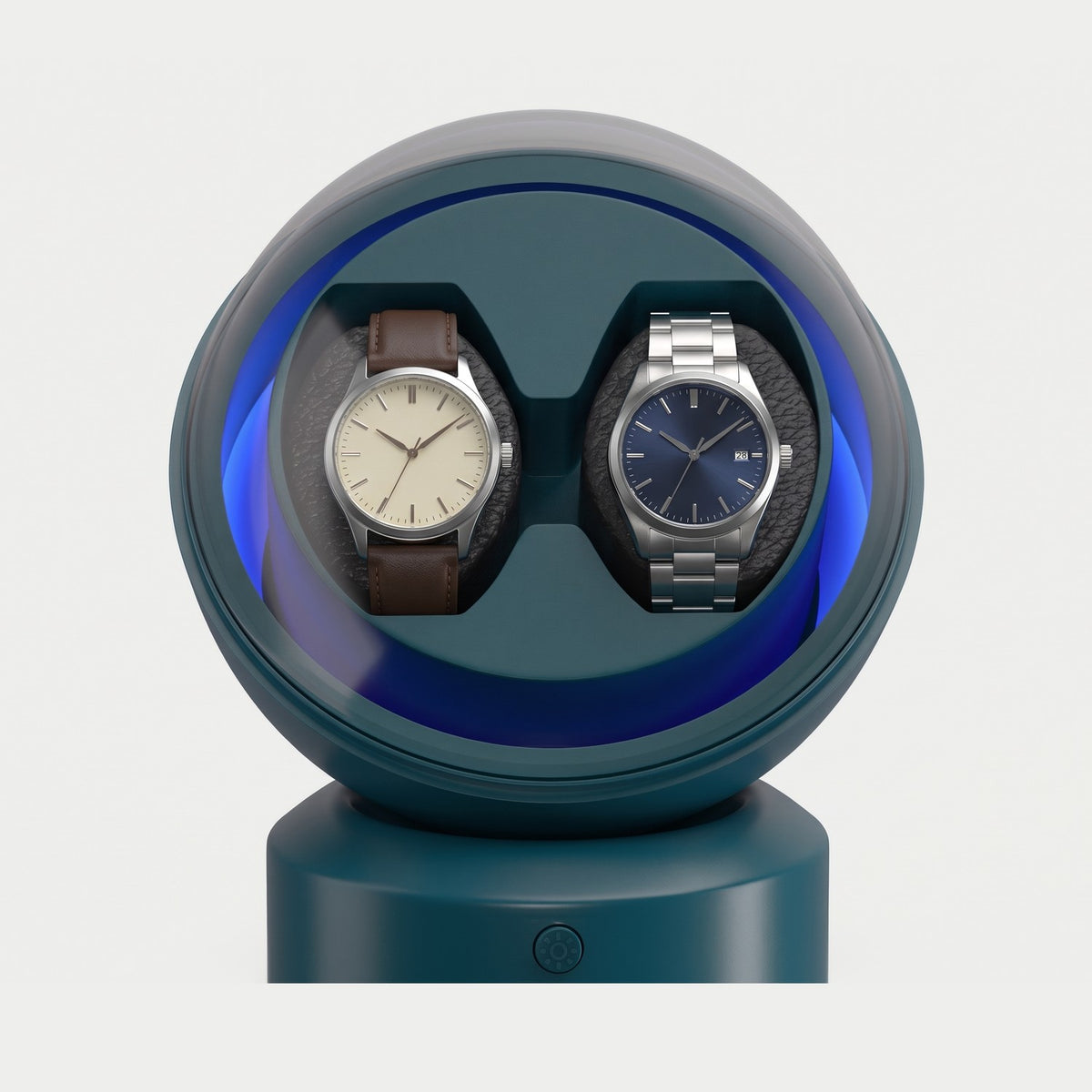 Remontoir Cabochon 2 montres, vert, deux montres sur leurs coussins