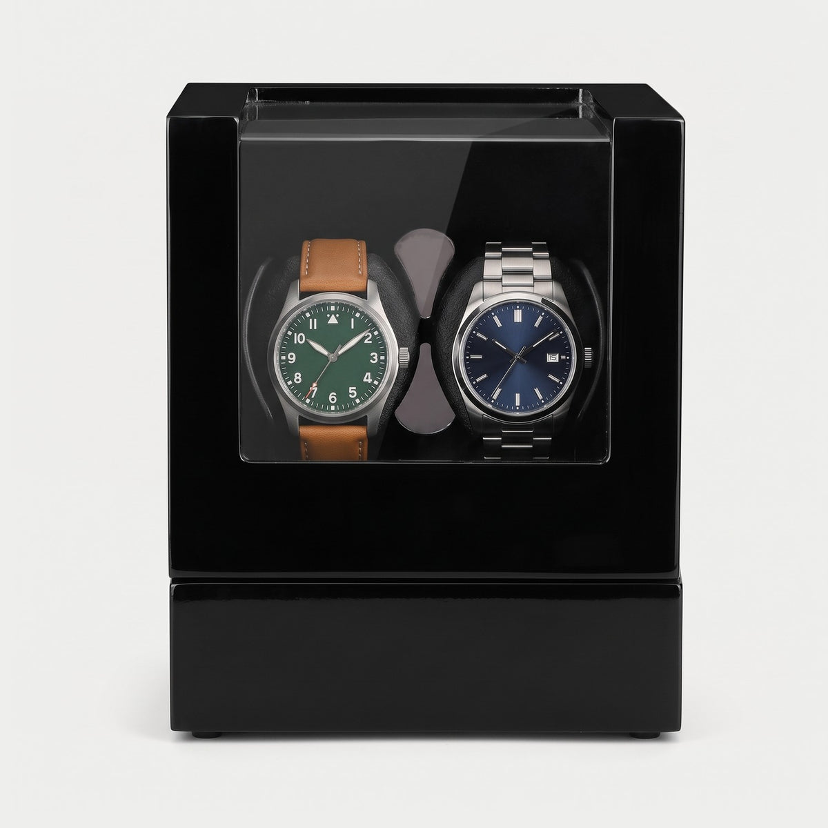 Remontoir Couronne 2 montres, noir, deux montres sur leurs coussins