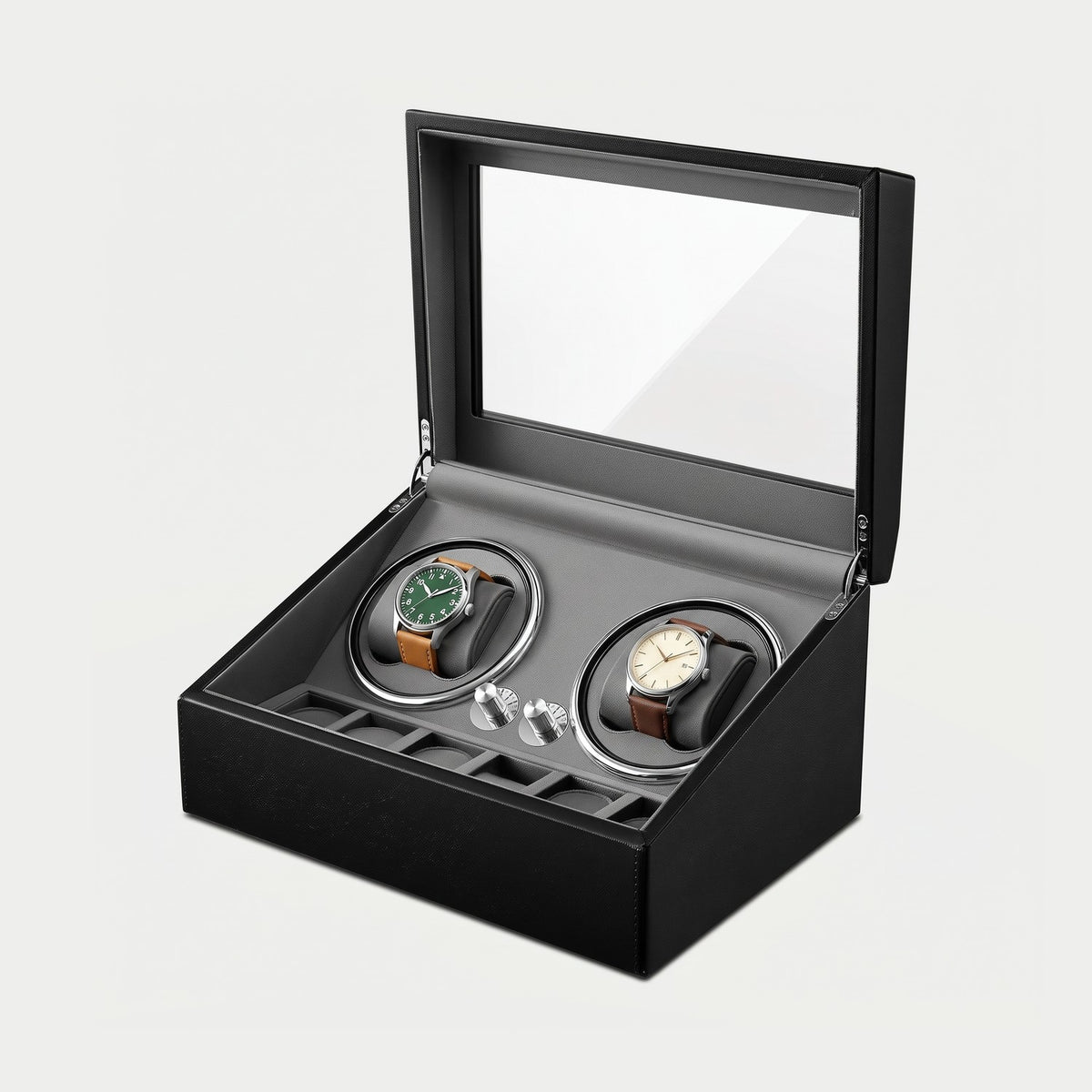 Remontoir Platine 4 montres, quatre montres sur leurs coussins