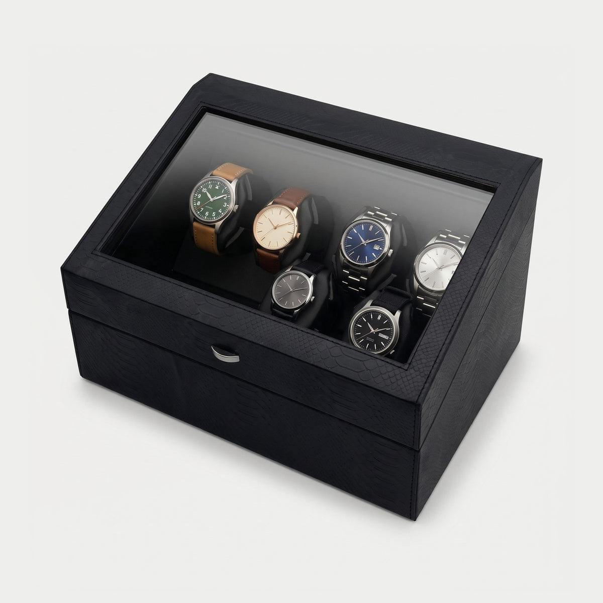 Remontoir Régulateur 6 + 6 montres, noir, six montres en rotation et six en rangement